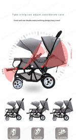 EU STOCK Twin strollers Double kids two seats strollers foldable carriage wholesale baby stroller Front and rear seats