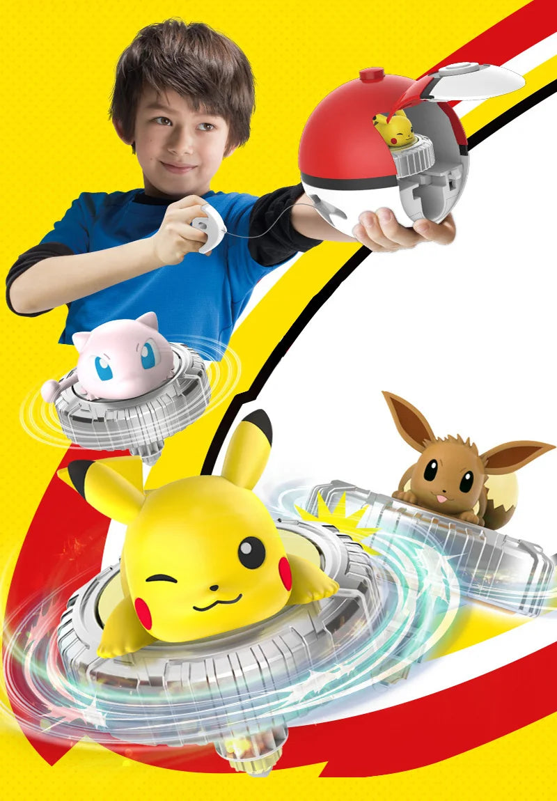 Pokemon spinning top ball toy action figure original Pikachu Charmander Squirtle Mew Eevee box gyro spin battle game poke child