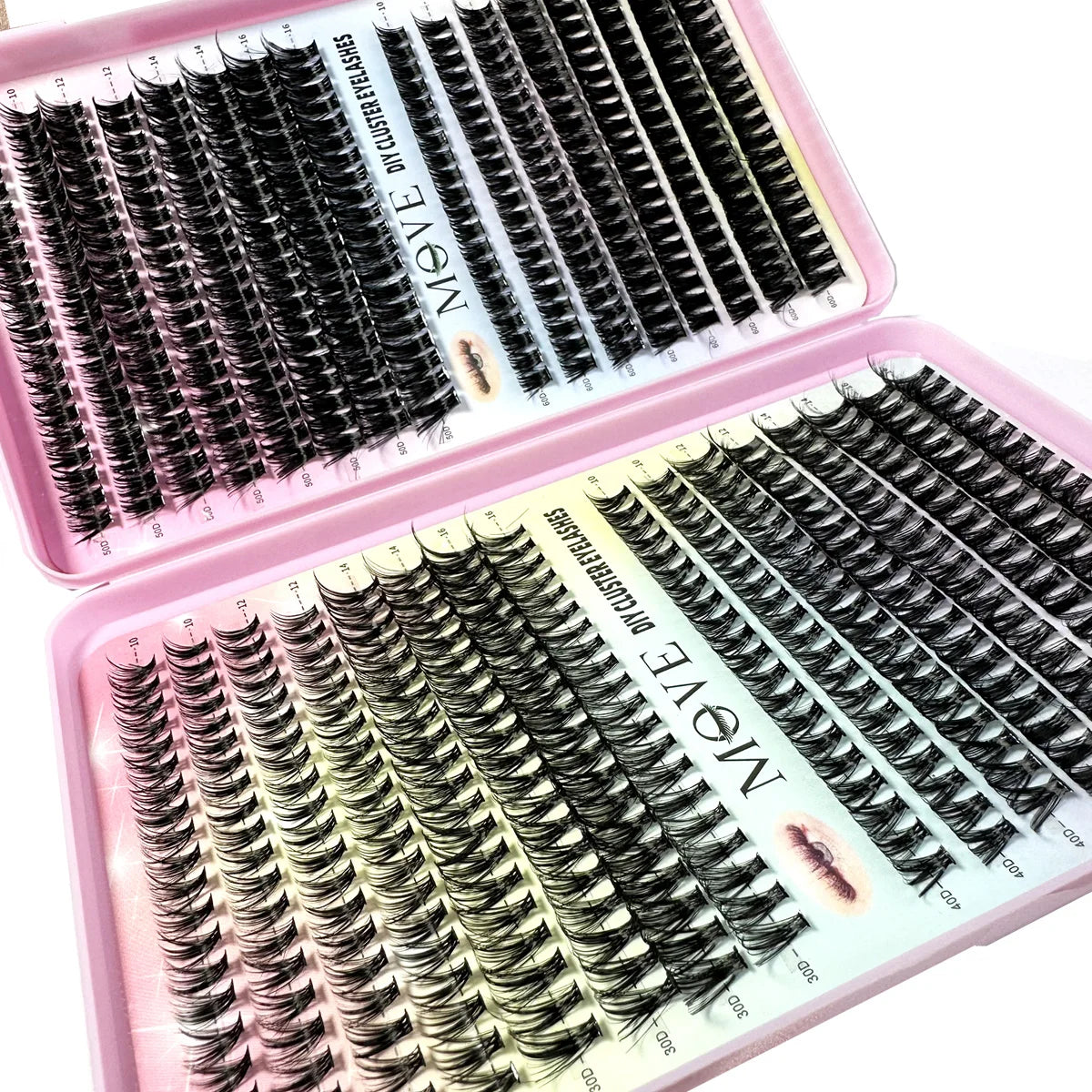 New 640 Cluster Lashes Kit 5D Fluffy Thick Eyelash Extension Kit Volume Mixed Tray Faux Mink Lashes Lash Extension Makeup