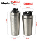 500ML/750ML Stainless Steel Protein Powder Shaker Bottle with Steel Ball and Scale Leak Proof Gym Fitness Sport Whey Shakes Cup