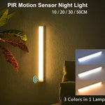 USB Rechargeable Wireless Motion Sensor LED Bar Light, Induction Night Light, Magnetic Portable Cordless Cabinet Lamp for Kitchen