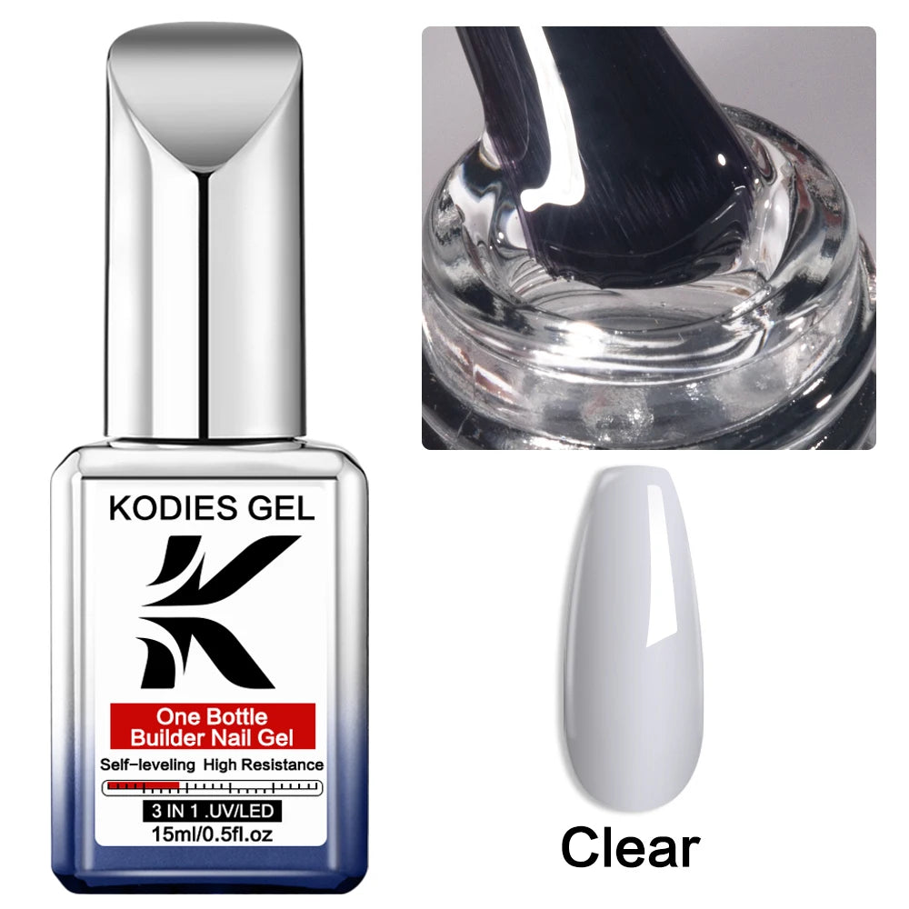KODIES GEL Builder Nail Gel in a Bottle Milky Pink 15ML Brush on Builder Extension Gel Polish Soak Off French Manicure Hard Gel