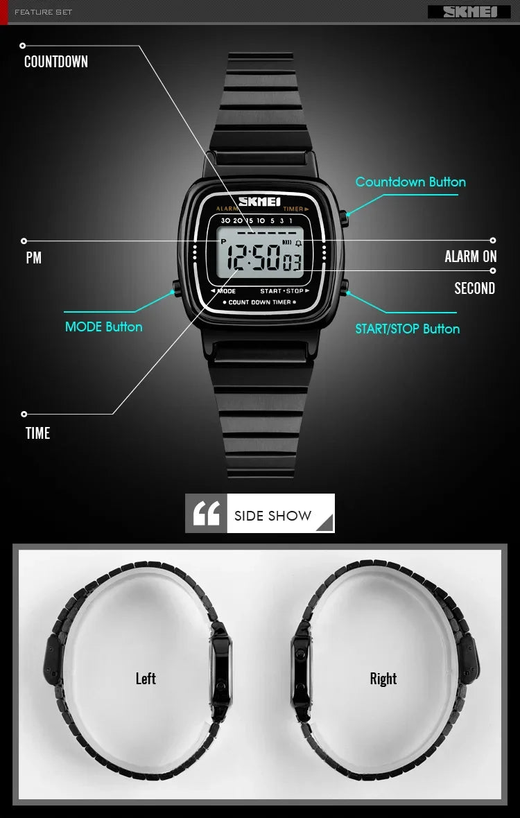 SKMEI 1901 Luxury Small Dial Digital Women Watch Ladies Calendar Waterproof Lady Sports Wristwatches Girl Clock 1252 Reloj Mujer