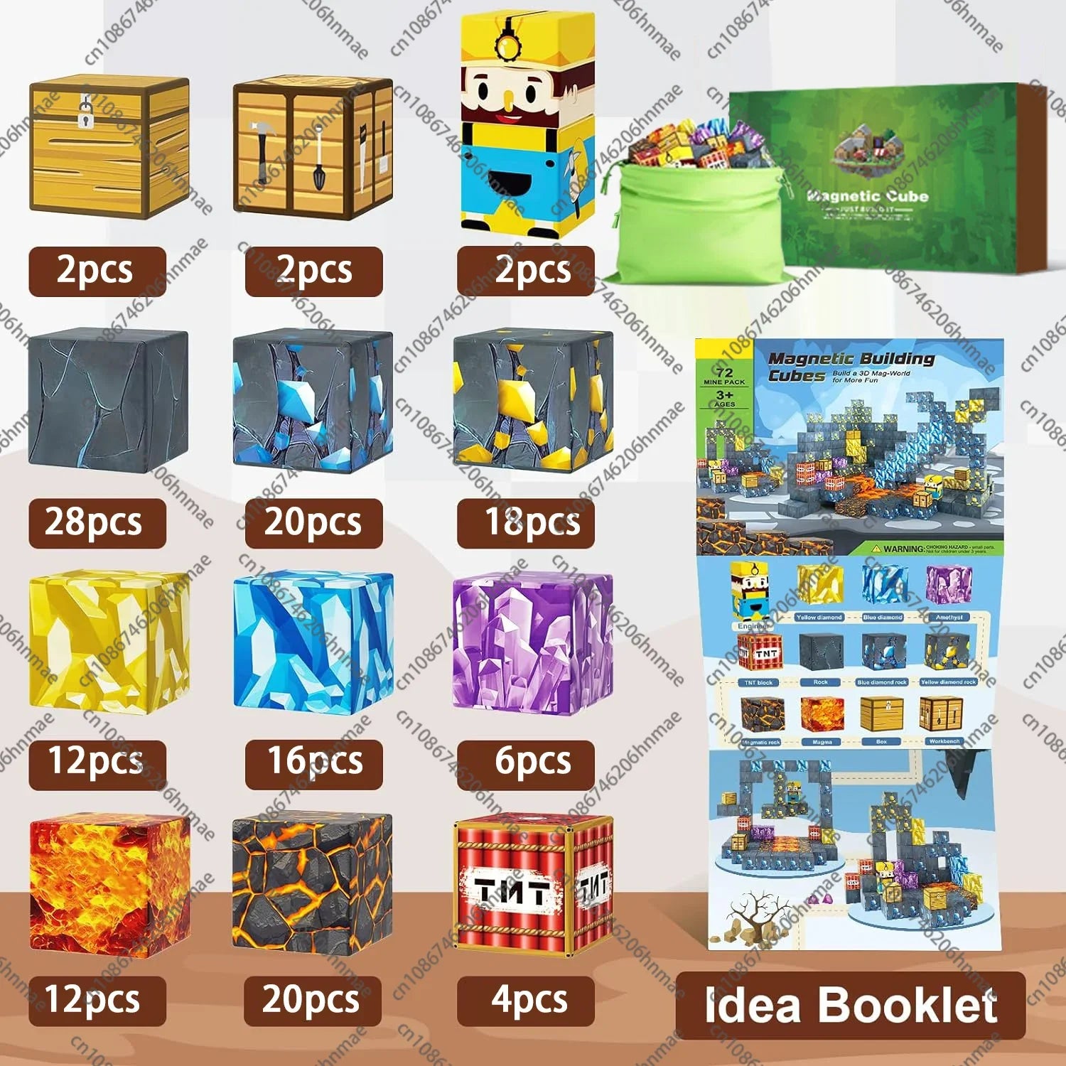 Magnetic Building Blocks Mine World Magnet Cube Set for Boy Girl Kid Age 3+ DIY Model Children STEM Educational Sensory Toy