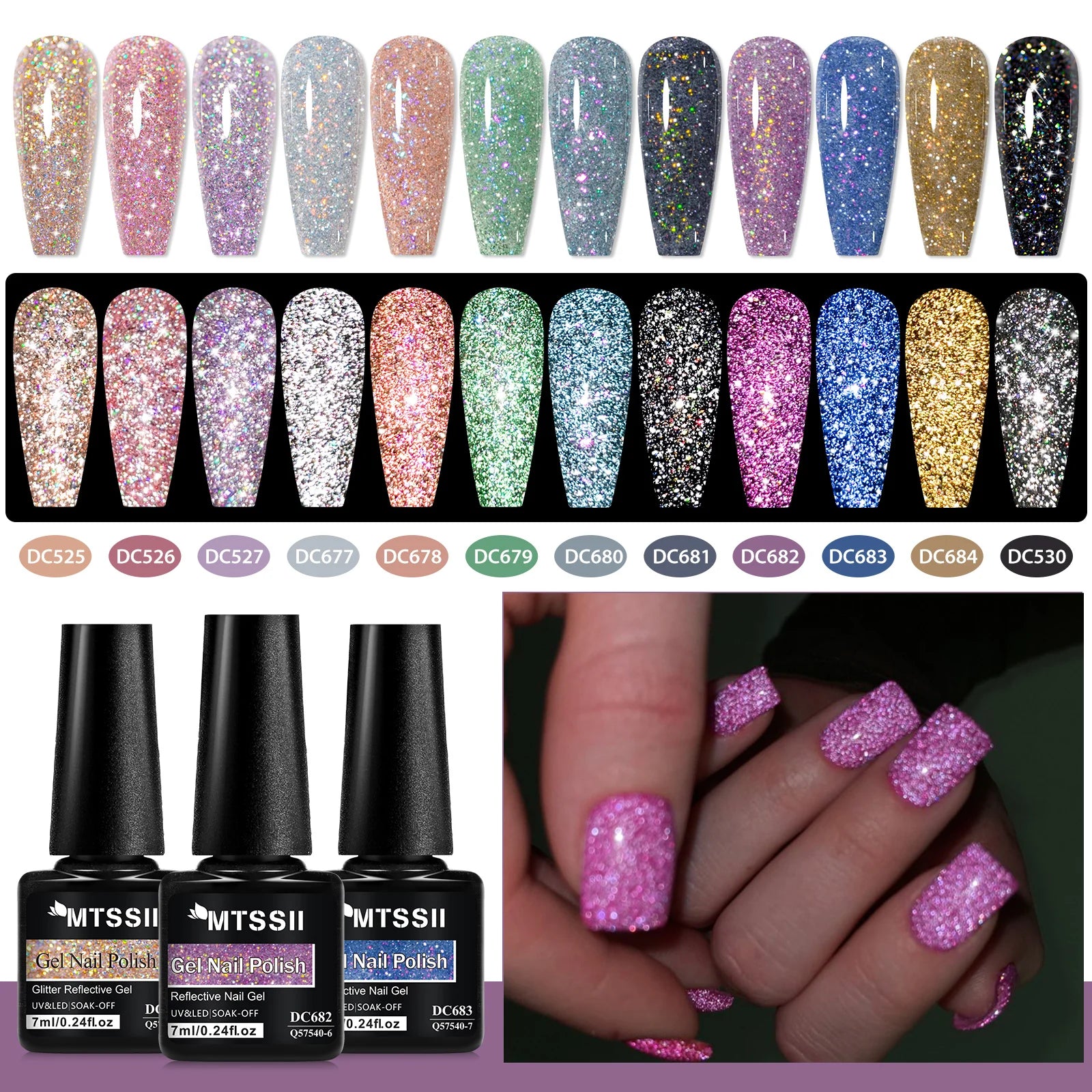12pcs Glitter Gel Nail Polish Set Sparkling Glitter Semi Permanent Soak Off UV Gel Varnish Nail Manicure With Box Nail Supplies