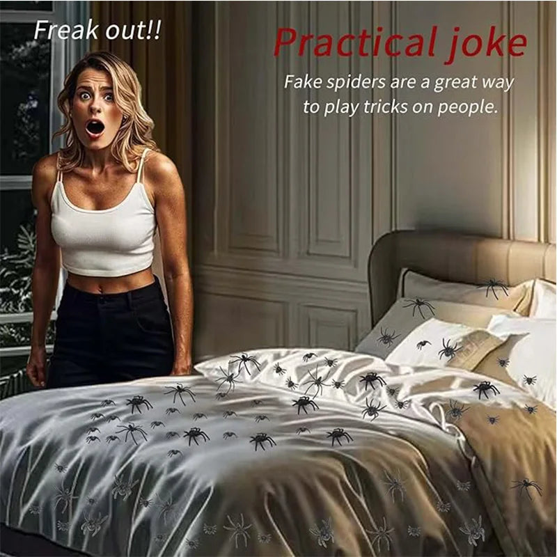 4.5x5cm Artificial Plastic Spiders Mini spider Black Fake Spiders Halloween Prank Props for Halloween DIY Party Decoration