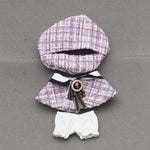 Mini Doll'S Clothes Outfit Accessories For Korea Kpop Exo 15-17cm Labubu Classic Grid Style Dress Cloak Set Beret Clothing Gift