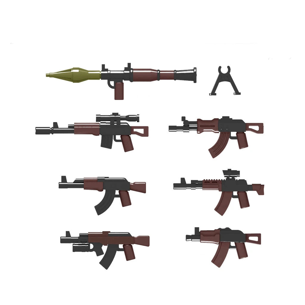 MOC WW2 Military War Weapon Soldier Accessories Building Blocks Roadblock Motorcycle Weapon case container Weapon Bag Brick Toy