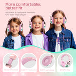 Wired Kids Headphones for School 85/94dB Volume limited Over Ear Headphones for Kids Girls Foldable Gaming Headset with Mic