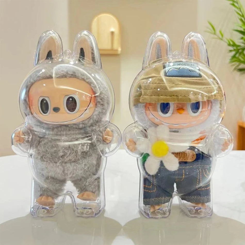 New 17cm LABUBU Clear Macaron Case, Dust Case, Housings, Popmart Bubble Mart Doll Accessories, Doll Accessories, Christmas Gifts