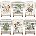 Christmas Chair Covers for Dining Room Set of 6 Xmas Party Holiday Decoration Washable Cover Chair kitchen Slipcover