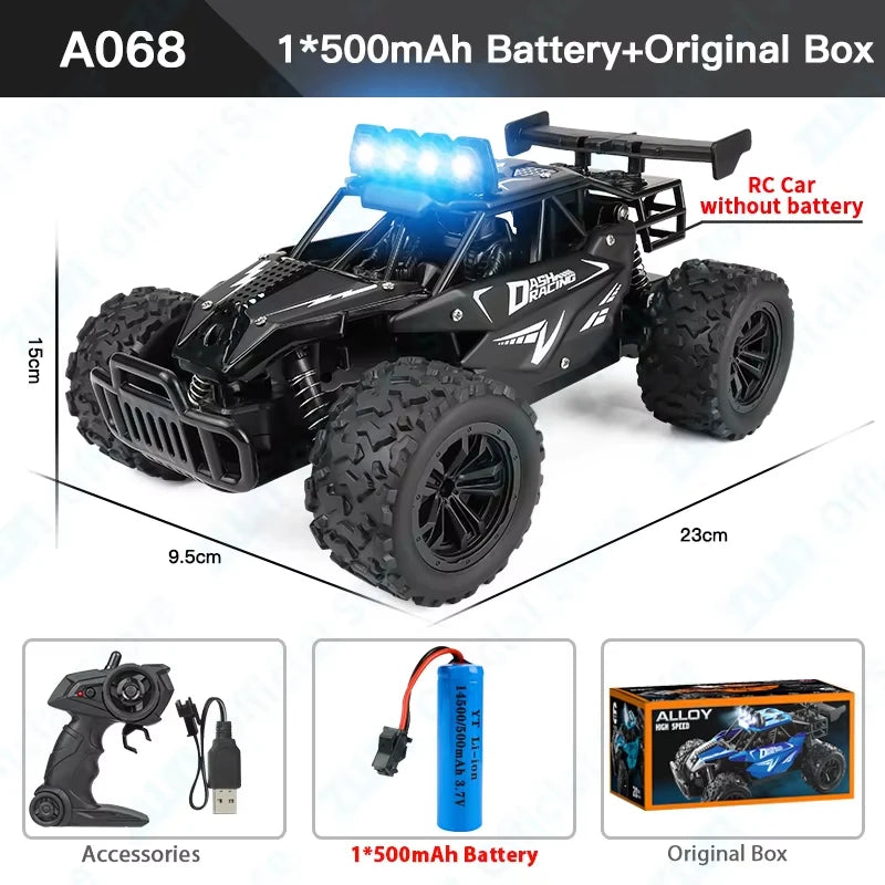 ZWN 1:16 20KM/H RC Car With LED Light 2.4G High Speed Off-Road Climbing 2WD Remote Control Car Toy Gifts for Boys Girls Kids