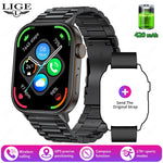 LIGE 2025 For Android IOS GPS Smart Watch Women 2.01" HD Screen Heart Rate Bluetooth Call Compass IP68 Waterproof Men Smartwatch