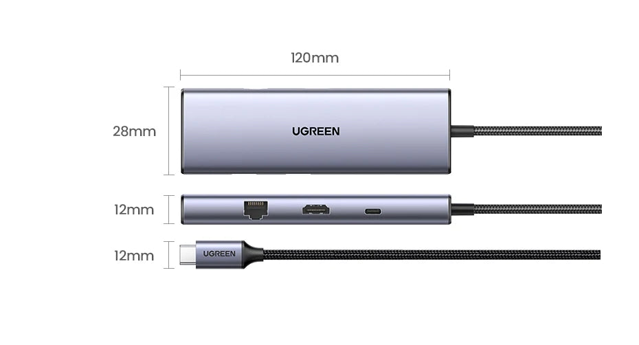 UGREEN USB-C HUB to 4K60Hz HDMI RJ45 Gigabit PD100W SD&TF USB3.0 5Gbps Splitter for MacBook Laptop Accessories Docking Station