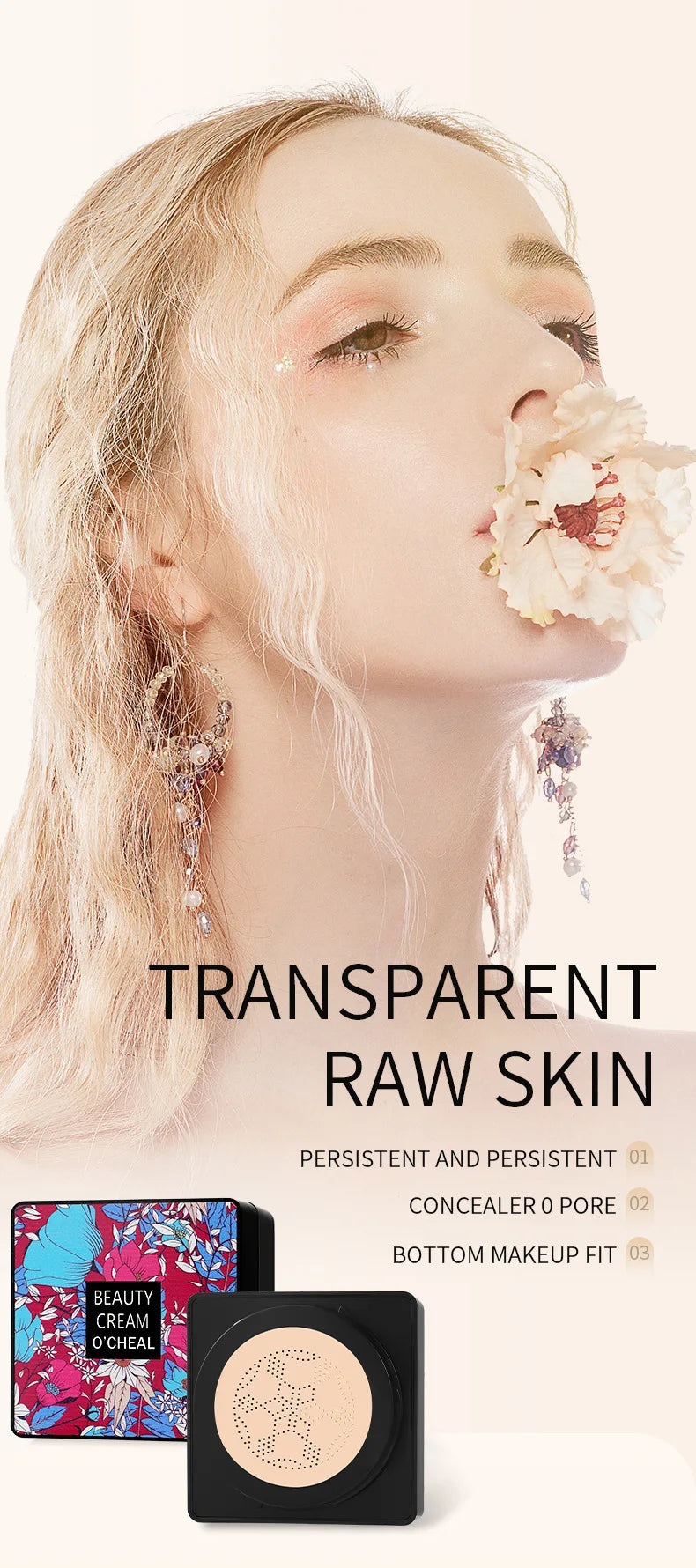 Mushroom Head Air Cushion CC Cream Foundation Concealer Oil-control BB Cream Whitening Face Base Makeup Cosmetics Moisturizing