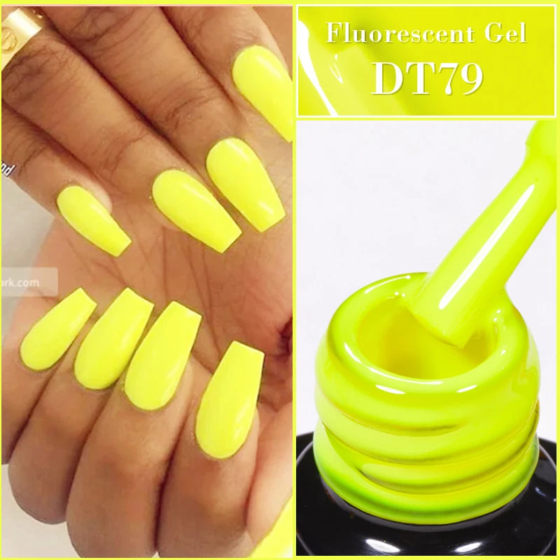 MEET ACROSS 7ml Orange Red Green Gel Nail Polish Laser Sparkly Soak Off Semi Permanent Nail Art UV Gel Varnish For Nails