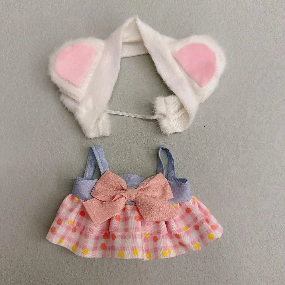 20cm Cotton Doll Clothes With Headwear Bow Headband Accessories Plush Dolls Dresses Skirt Decoration for EXO Idol Doll Accessory