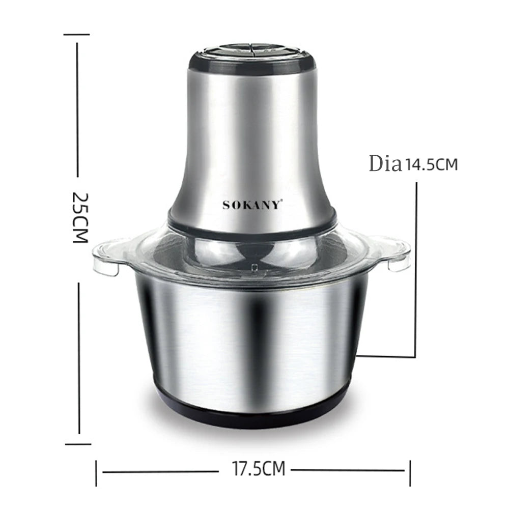 800W 3L Electric Meat Grinder Multifunction Food Processor Stainless Steel Kitchen Grinder Vegetable Chopper Slicer Machine Home