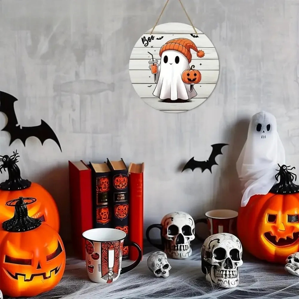 2D Rustic Style Halloween Boo Pumpkin Mystery Teacher, Suitable for Home, Office, Door, Living Room, Halloween Decoration, Gifts