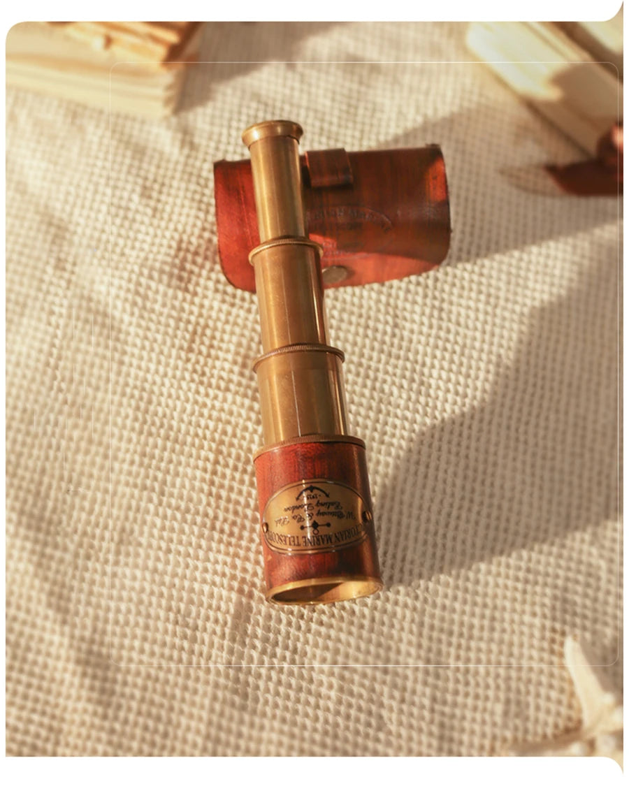 Retro Brass Monocular Telescope Study Desktop Ornaments Home Decoration Model Room Shooting Window Display Handmade Telescope