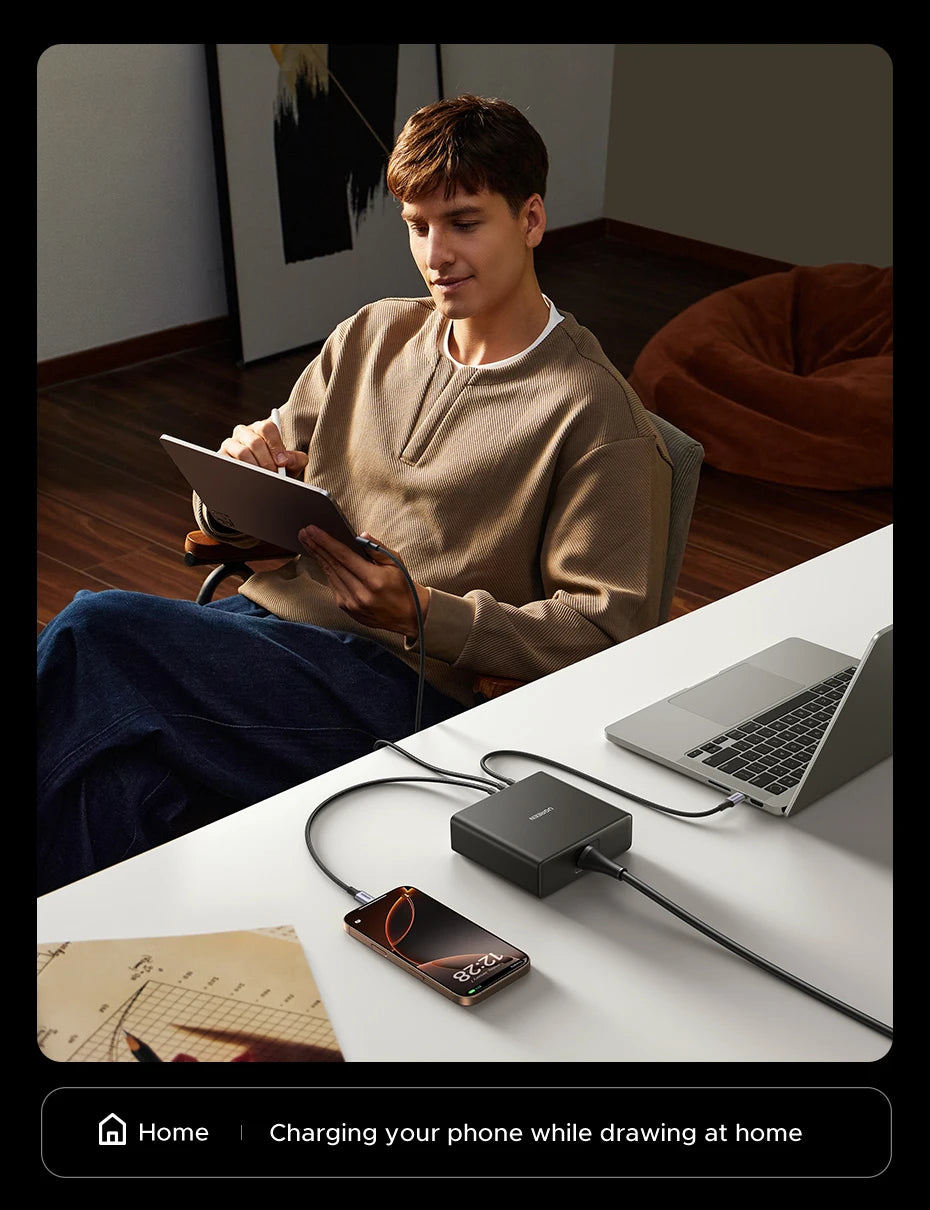 UGREEN 200W GaN Charger 8 in 1 Desktop Laptop Fast Charging Stand For iPhone 17 16 15 Pro Max Macbook Air Xiaomi Samsung Tablets