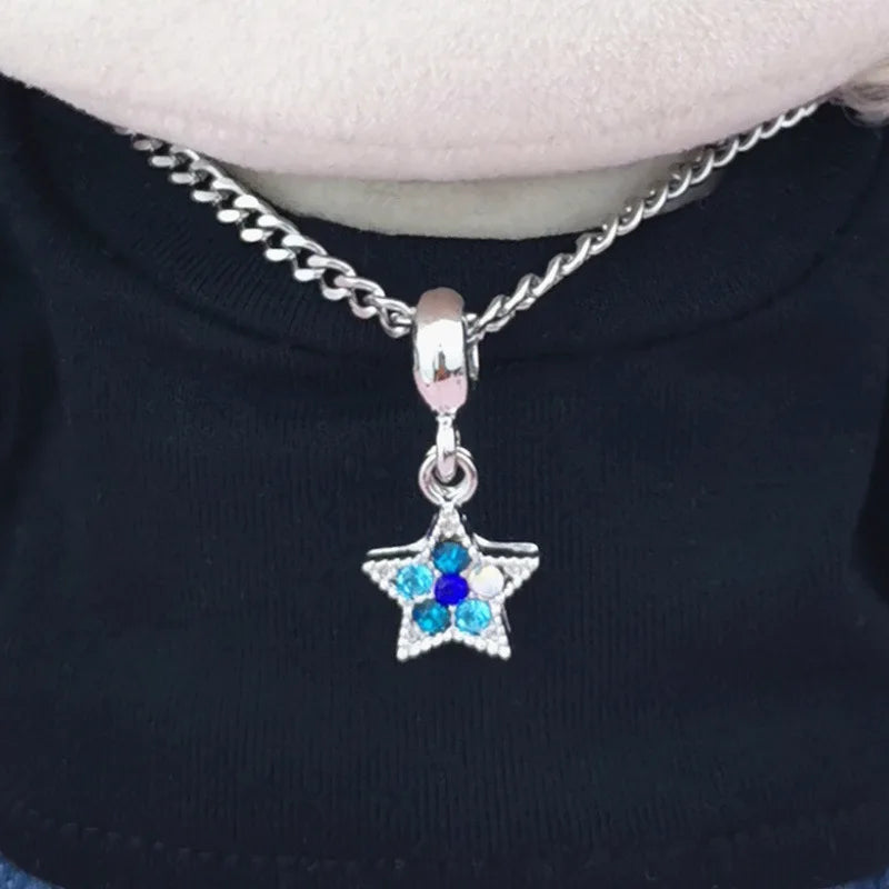 for 17CM Labubu Doll Accessories Mini Diy Hearts Shape Necklace Dress Up Plush Toy Cross Necklace Dollhouse Hanging Neck Pendant