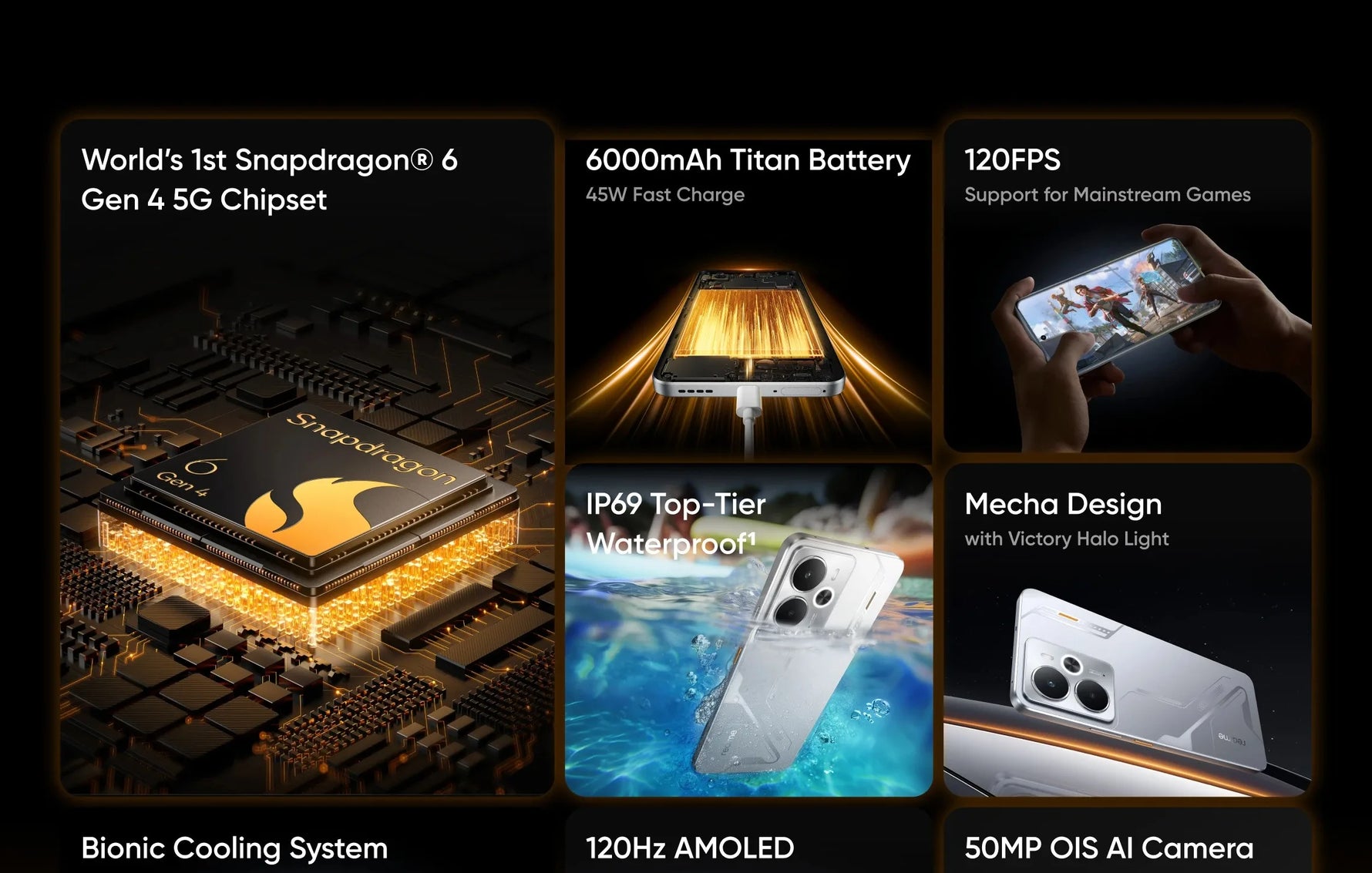 realme 14 5G Smartphone Snapdragon® 6 Gen 4 Chipset 6000mAh Battery 45W Charge 120Hz AMOLED Display IP69 NFC