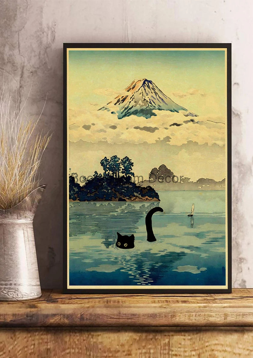 Digital Cats Cute Poster Kraft Paper Prints Modern DIY Funny Cartoon Room Painting Prints Art Picture Posters Living Room Decor