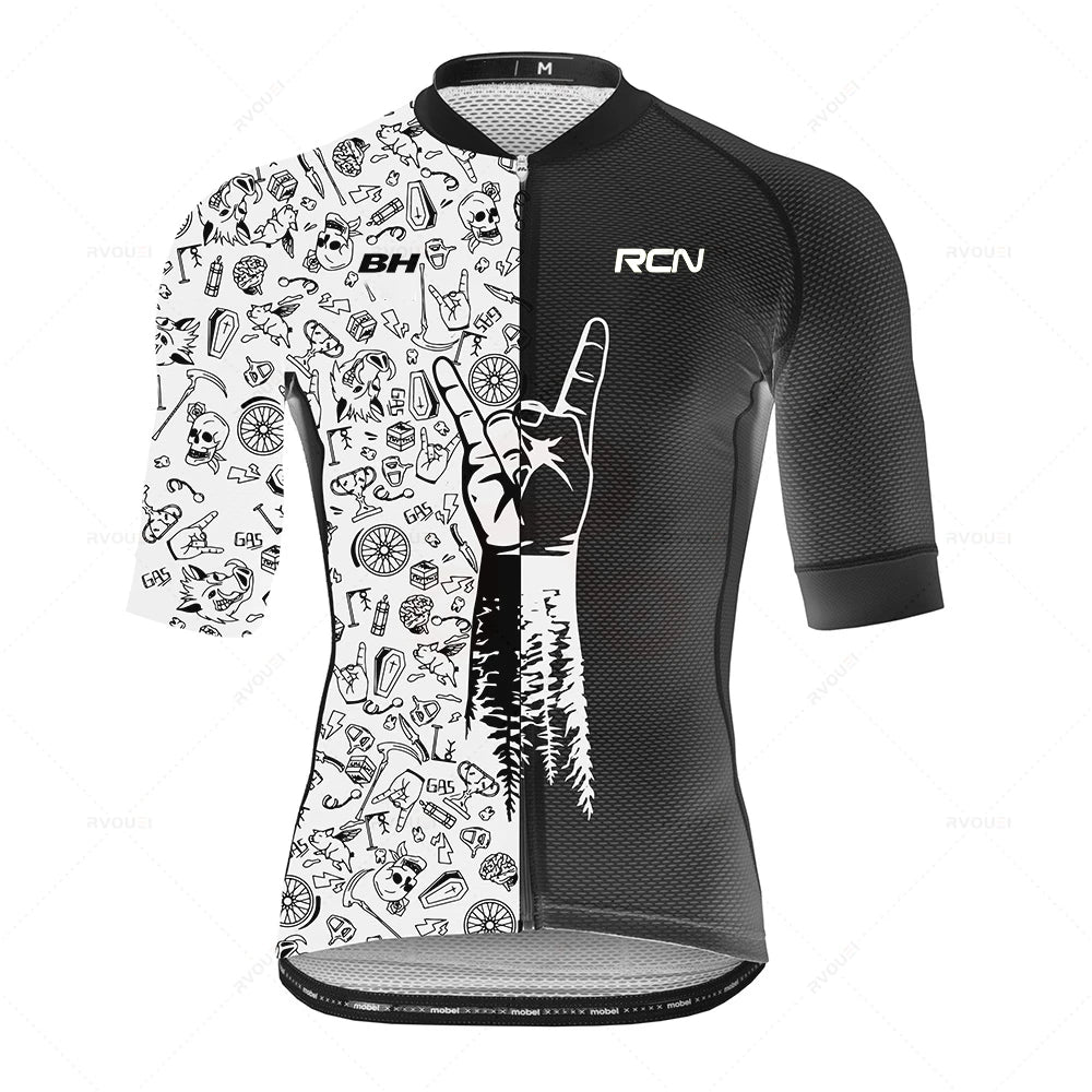 2025 RCN Pro Team Cycling Jersey Set – Men’s Short Sleeve Road Bike & MTB Racing Kit, Breathable Summer Bicycle Clothing with Bib Shorts