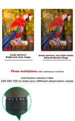 HD 25-75x60 Spotting Scope for Target Shooting with Carrying Pouch BAK4 Monocular Telescope FMC Lens for Hunting Birdwatching