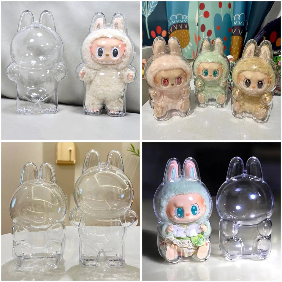 New 17cm LABUBU Clear Macaron Case, Dust Case, Housings, Popmart Bubble Mart Doll Accessories, Doll Accessories, Christmas Gifts