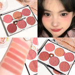 Six-color blush plate girl's heart waterproof matte pearl multi-color nude makeup natural grooming students