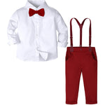 Baby Christmas Outfit Boy Kids Gentleman Formal Suit Toddler Suspenders Clothing Set Infant Party Dress Shirt
