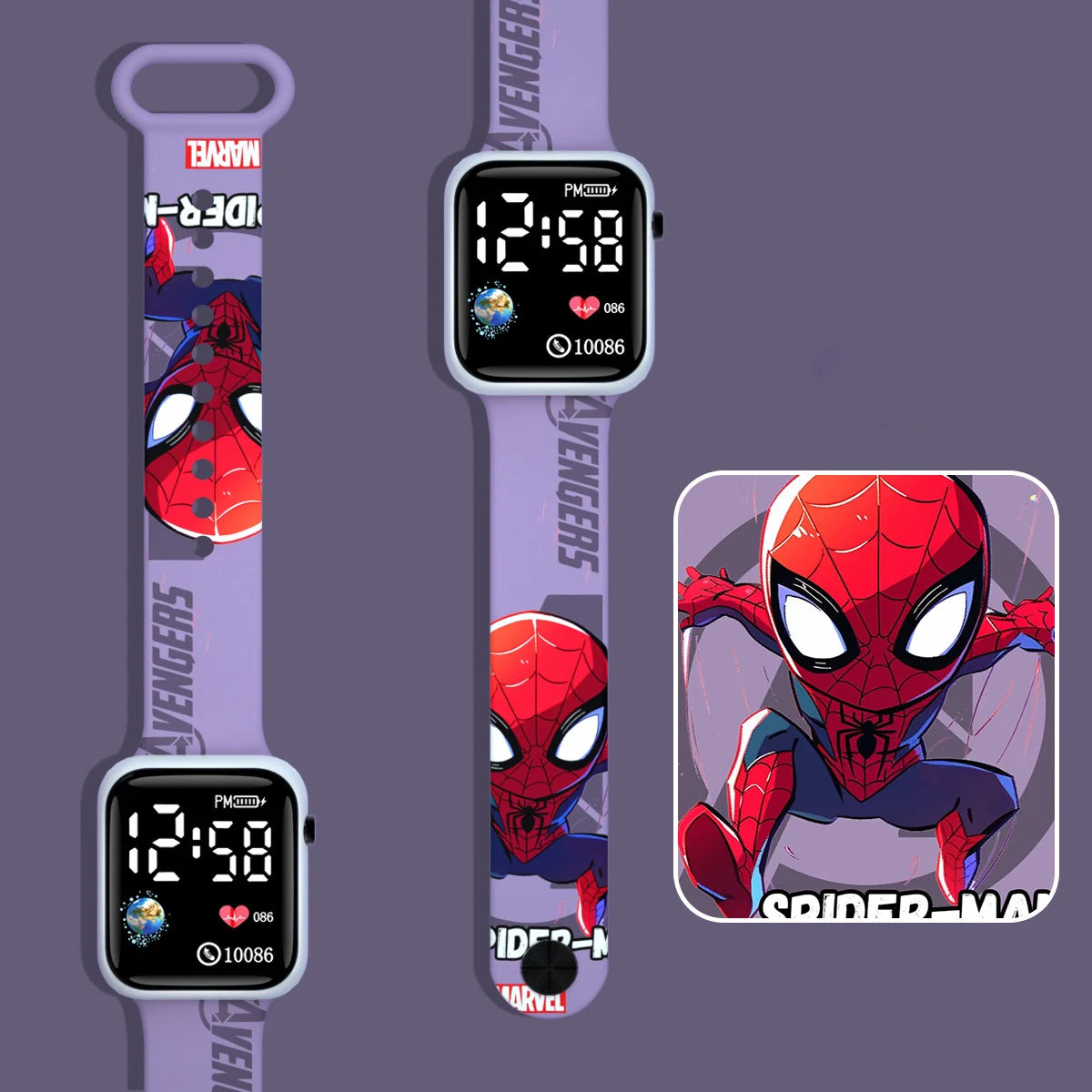 Sports Spiderman Children Watches for Boys Iron Man Captain Super Hero Kids LED Watch Digital Clock Student Toys Gifts