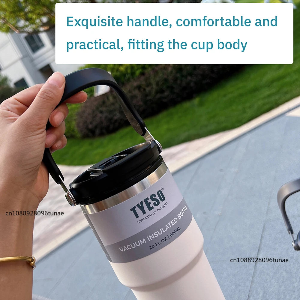 Tyeso 600/750/900ML Car Coffee Cup Thermo Bottle with Straw Portable Sport Insulated Vacuum Flask Travel Thermal Water Bottle