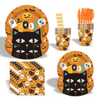 Halloween Black Cat Pumpkin Ghost Theme Festival Disposable Paper Plate Paper Cup Napkin Party Supplies