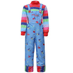 Movie Horror Chucky Halloween Girl Costume, Child Play Toddler Chucky Costume Gift with Scar Tattoo Sticker Gift