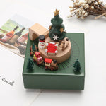 Creative Wooden Christmas Deer  Snowman Train  Music Box Handmade  Carousel Toy  Decoration Gift For Kids