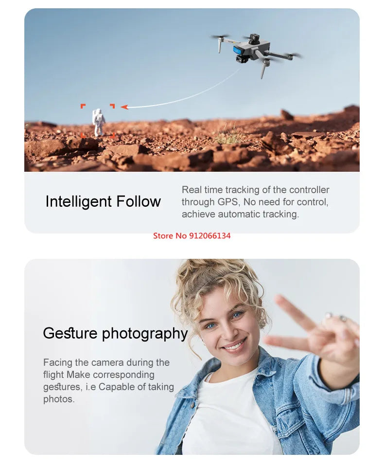 8K ESC 3 Axis Gimbal 360° Obstacle Avoidance WIFI FPV RC Drone 5G Brushless Electric GPS Follow Me Remote Control Quadcopter Toy