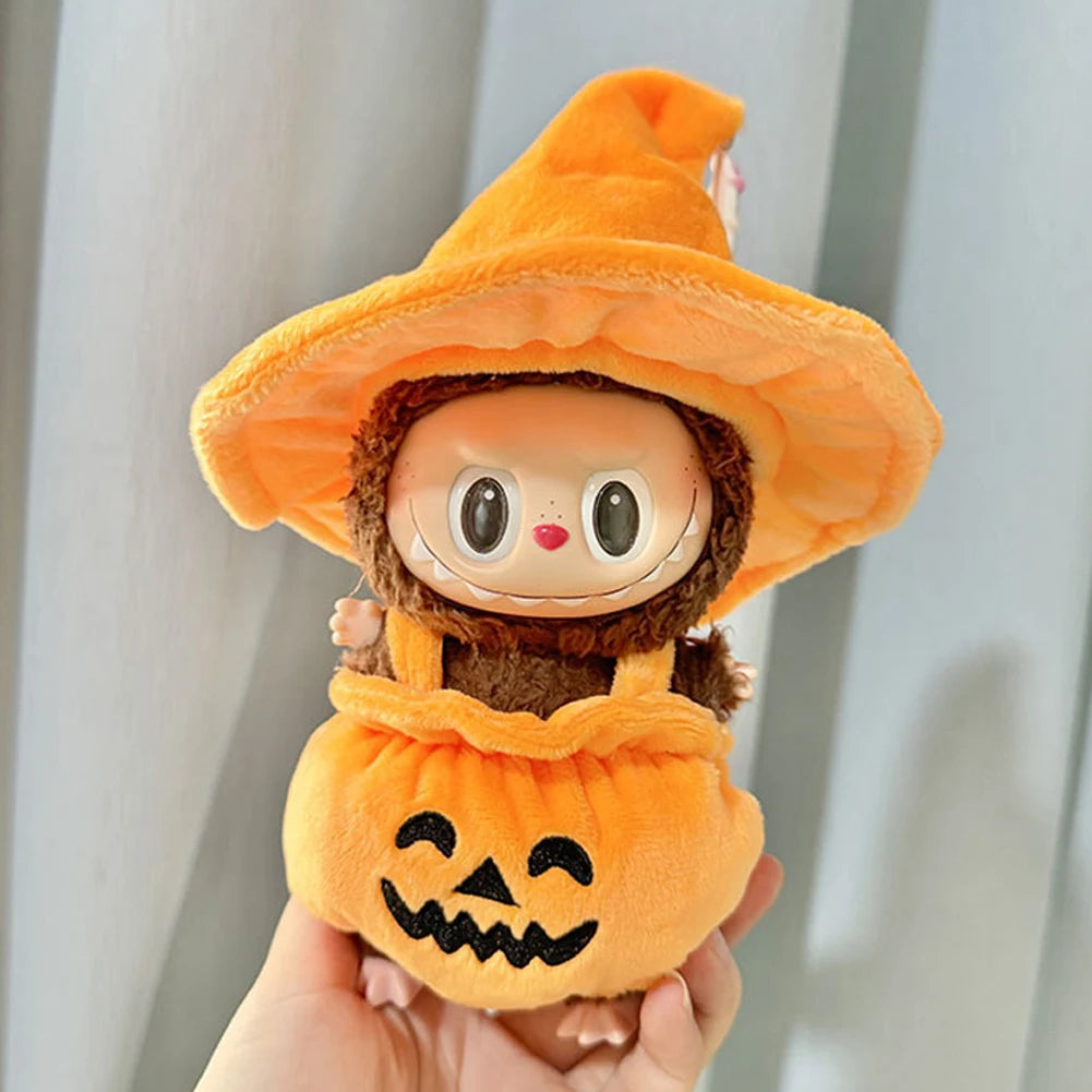 (Without Shoes)For Korea Kpop Exo 3.0 Labubu Halloween Pumpkin Devil Little Bear Doll Dress Cute Decoration 15/17cm Doll