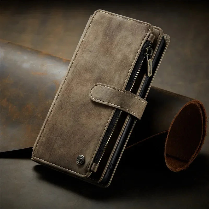 Business Flip Leather Case For Samsung Galaxy A56 A36 A16 A55 A35 A25 A15 A54 A34 A14 A53 A33 A13 A52 Zipper Wallet Card Cover