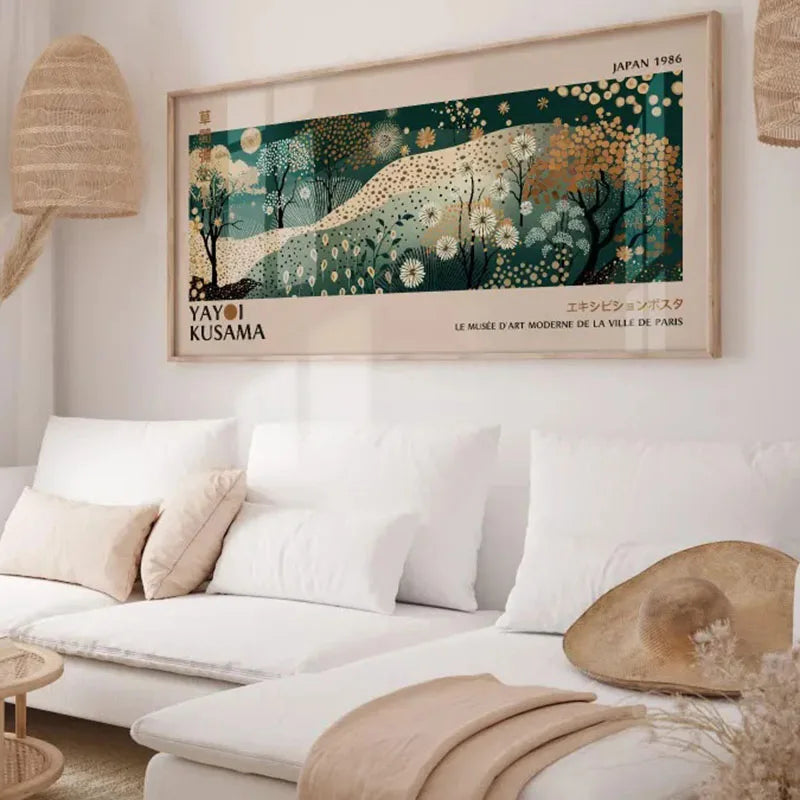 Yayoi Kusama Art Print, Yayoi Kusama Exhibition, Japanese Gallery Wall Art, Kusama Poster, Yayoi Kusama Abstract Green Poster