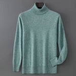 Men's 100% Pure Wool Pullover Sweater For Autumn Winter High Collar Knitted Long Sleeved Loose Solid Color Casual Simple Warmtop