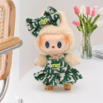 For 15/17cm Mini Labubu Clothes Luxury Dress Bow Strap Pants Set 3.0 Labubu clothing outfit Glasses Shoes Doll Accessories