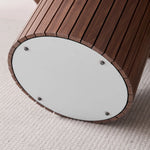 Modern Minimalist Round Dining Table with Slatted Cylindrical Base, For 4-6 People，For Kitchen, Dining Room & Living Space