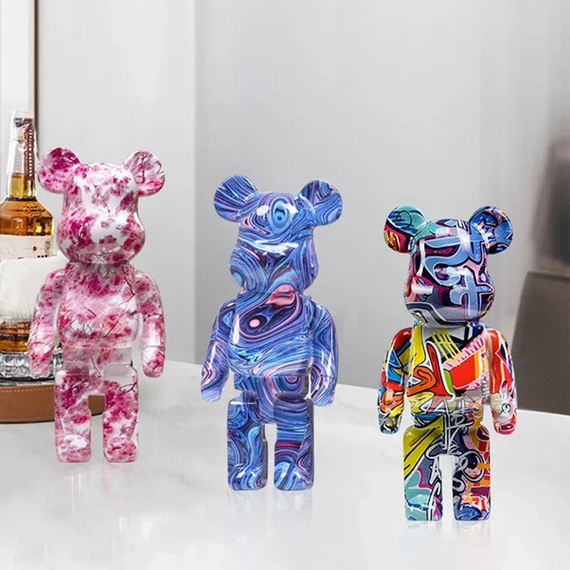 Graffiti Bear Figurine 27cm – Abstract Home Decor & Money Jar