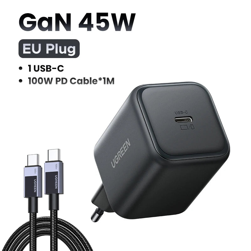 UGREEN 45W GaN Charger PD3.0 PPS QC3.0 Quick Charge For Samsung S25 S24 Ultra iPhone 17 16 15 Pro Max iPad Tablet Fast Charger