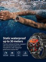 AK75 Smart Watch Flashlight 1.9inch Men Outdoors Sports Fitness Tracker 700mah Large Battery BT Calling LED Light Smartwatch