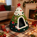 Winter Christmas Tree Cat Nest Handmade /Finished Cat Bed /Winter Warmth Semi Enclosed Dog Nest Felt Cone Pet House 크리스마스 고양이 굴