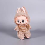 Luxury Tidal Current Labubu Black Hip Hop Mask Knitted Hat Accessories 3-Layer Big Gold Chain Street Fashion Doll Ornaments